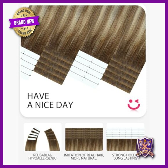 22 Inch Tape-In Human Hair Extensions, 20 Pieces, 50g, Straight Remy Hair